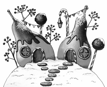 Winter Pears Houses - Markers Illustration